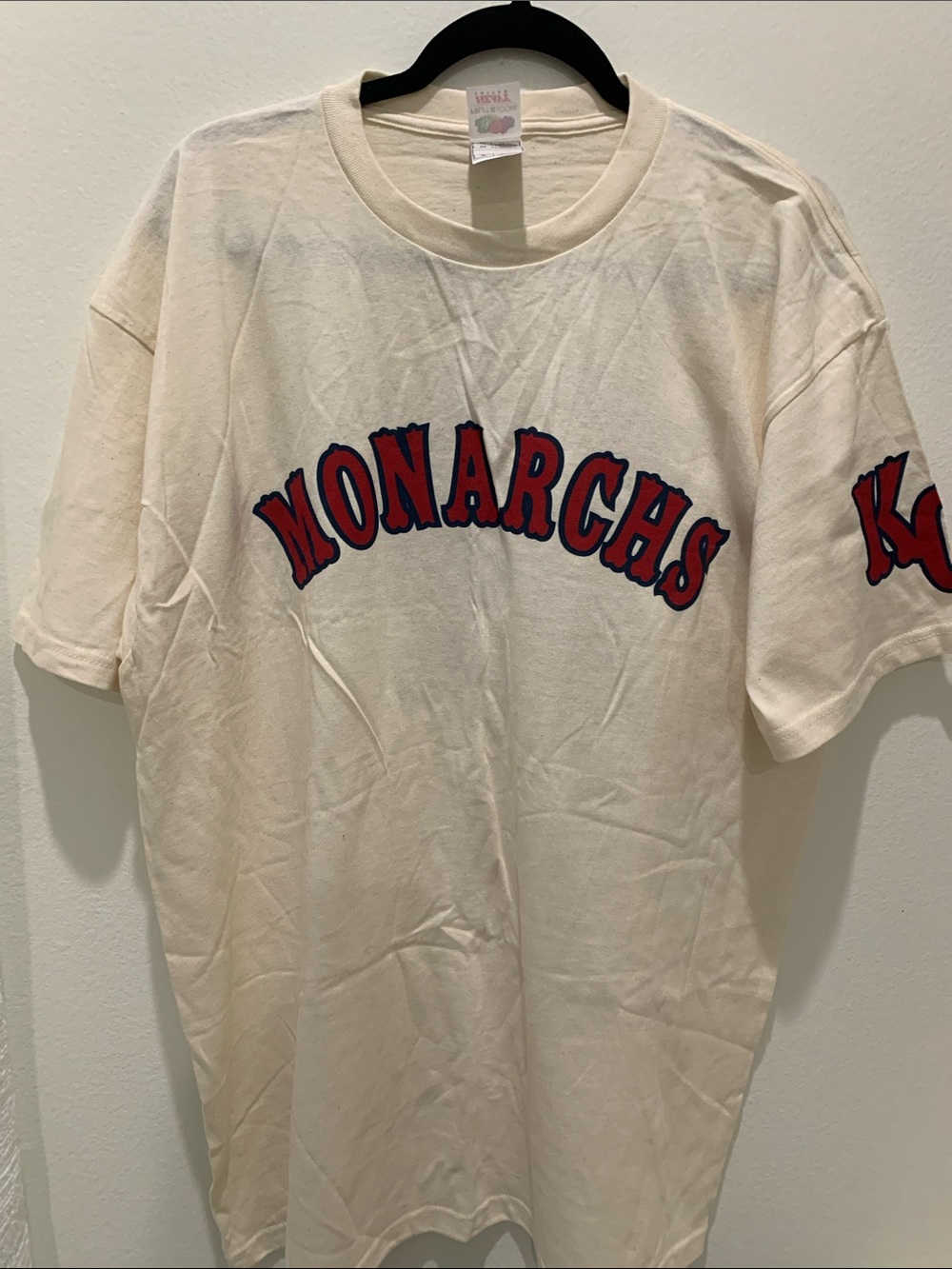 Kansas City Monarchs O’Neill 22 Fruit of the Loom Cream T-shirt